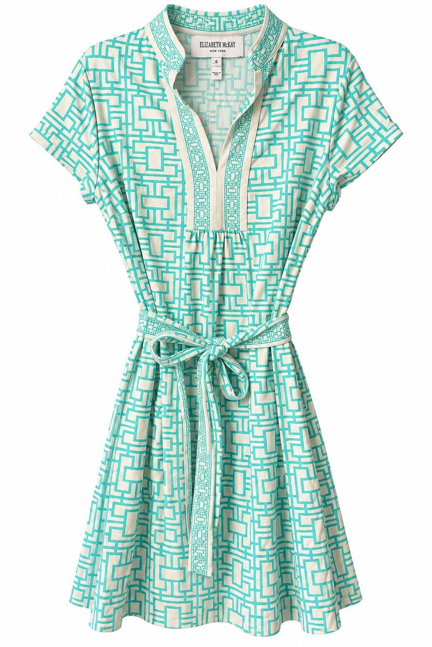 Elizabeth McKay Dress Size S Geometric Print Short Sleeve